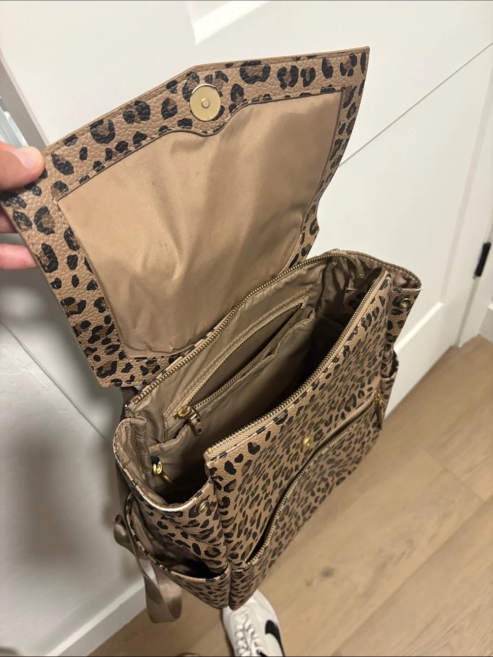 Freshly Picked Leopard Print Baby Backpack in Tan and Black